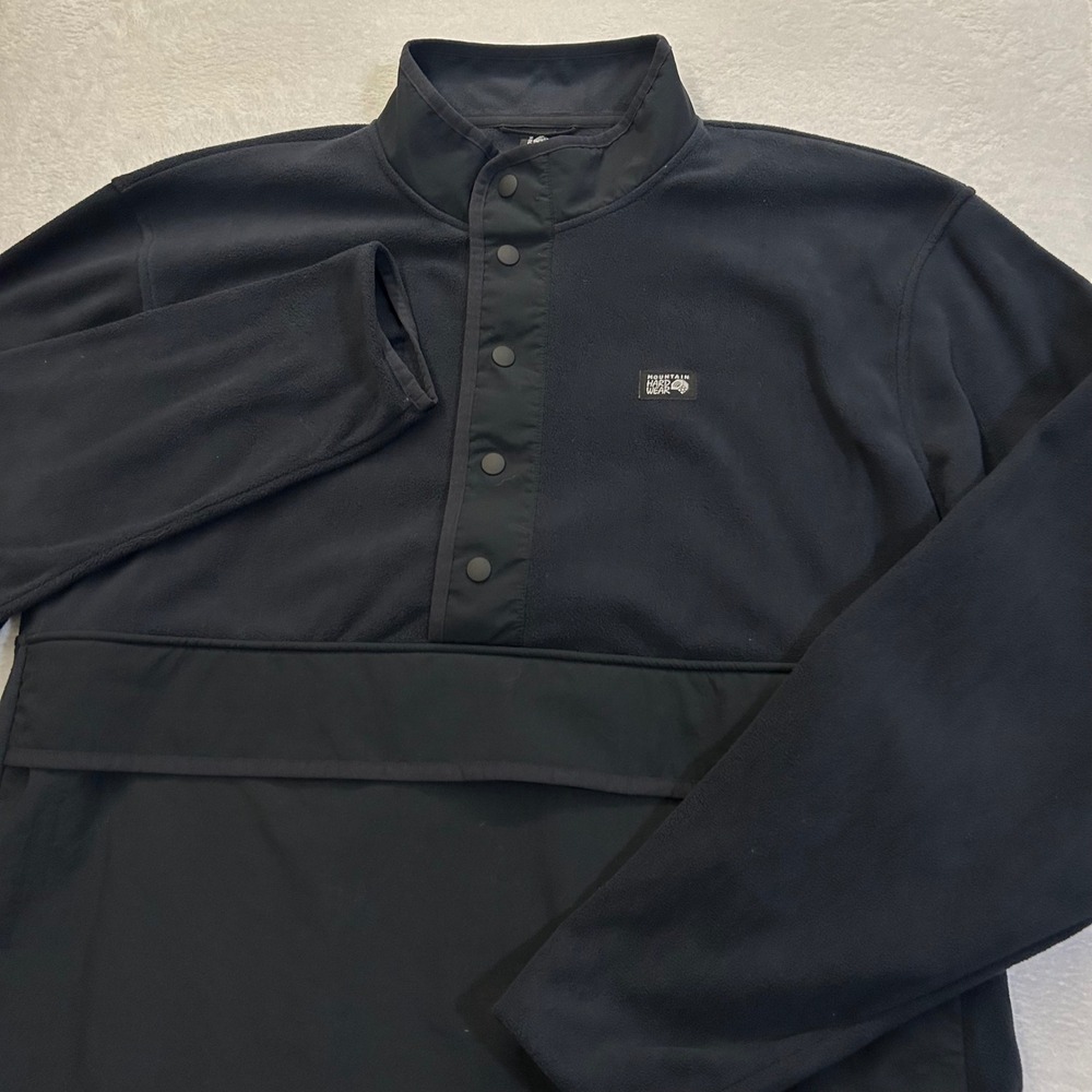 Mountain Hardwear Fleece Pullover Snap T Neck Mens XXL Black Outdoor Fanorak